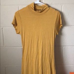 Long Midi Body Con Mustard Dress with Keyhole Back